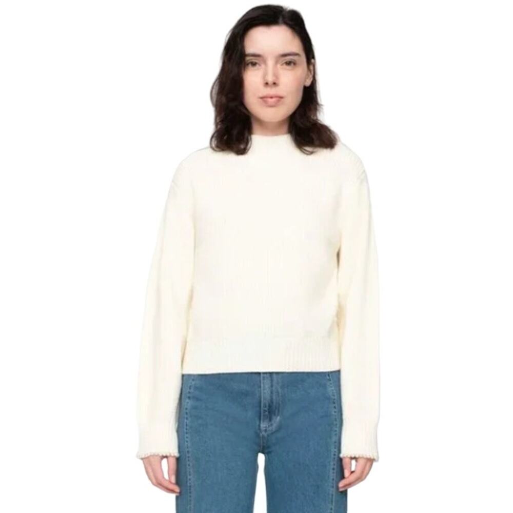 Sea New York Charlotte Pearl Pullover Sweater Mock Neck Cream White